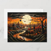 Happy Halloween | Spuk Dorf Postkarte (Vorne/Hinten)