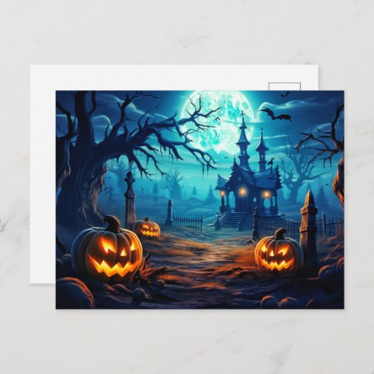 Happy Halloween | SPUK FRIEDHOF Postkarte (Vorne/Hinten)