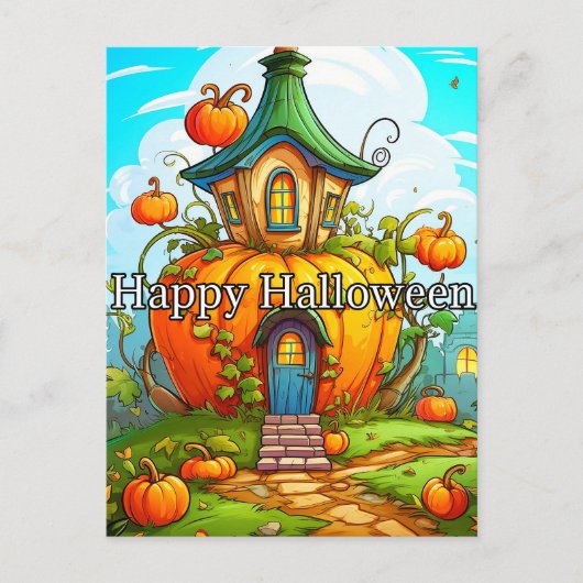 Happy Halloween | Spuk Haus Postkarte (Vorderseite)