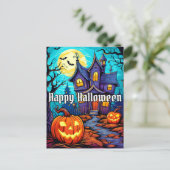 Happy Halloween - Spuk Haus Postkarte (Stehend Vorderseite)