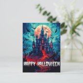 Happy Halloween | Spuk Haus Postkarte (Stehend Vorderseite)