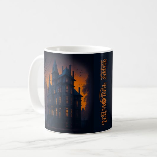 Happy Halloween Spuk Herrenhaus Kaffeetasse (Vorderseite Links)