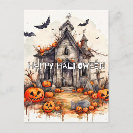 Happy Halloween | Spuk Herrenhaus Postkarte
