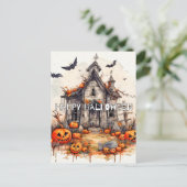 Happy Halloween | Spuk Herrenhaus Postkarte (Stehend Vorderseite)