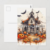 Happy Halloween | Spuk Herrenhaus Postkarte (Vorne/Hinten)