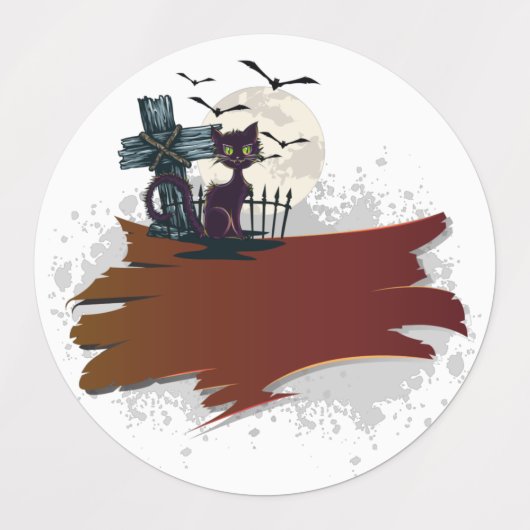 Happy Halloween Spuk House Black Cat Etiketten (Design 2)