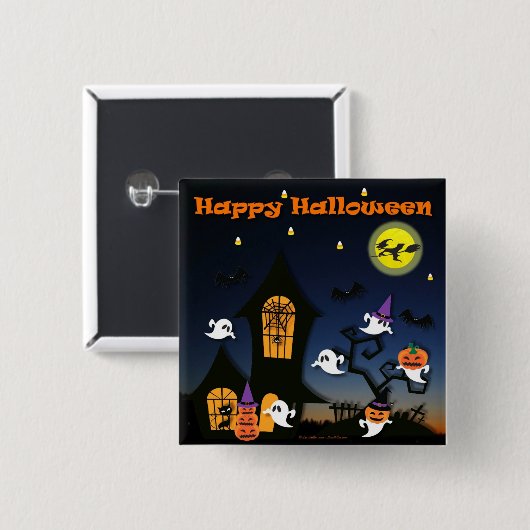 Happy Halloween Spuk House Button (Vorne & Hinten)