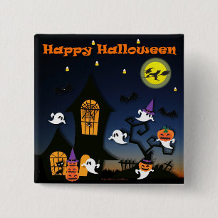 Happy Halloween Spuk House Button