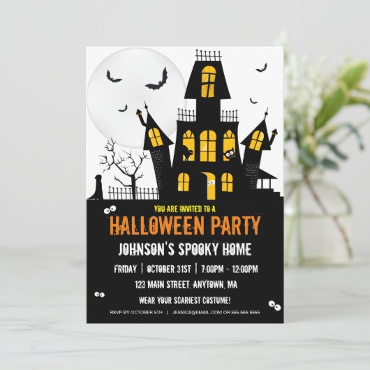 Happy Halloween Spuk House Creepy Spooky Einladung (Stehend Vorderseite)