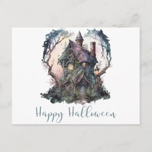 Happy Halloween Spuk House Green Halloween Feiertagspostkarte