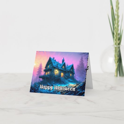 Happy Halloween Spuk House Karte (Vorderseite)