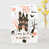 Happy Halloween Spuk House Karte (Gelbe Blume)