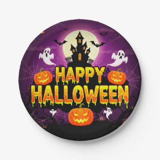 Happy Halloween Spuk House PartyPaper Plate Pappteller