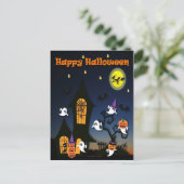 Happy Halloween Spuk House Postkarte (Stehend Vorderseite)
