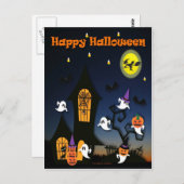 Happy Halloween Spuk House Postkarte (Vorne/Hinten)
