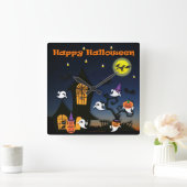 Happy Halloween Spuk House Quadratische Wanduhr (Zuhause)