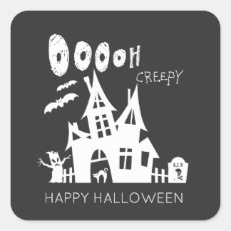 Happy Halloween Spuk House Quadratischer Aufkleber
