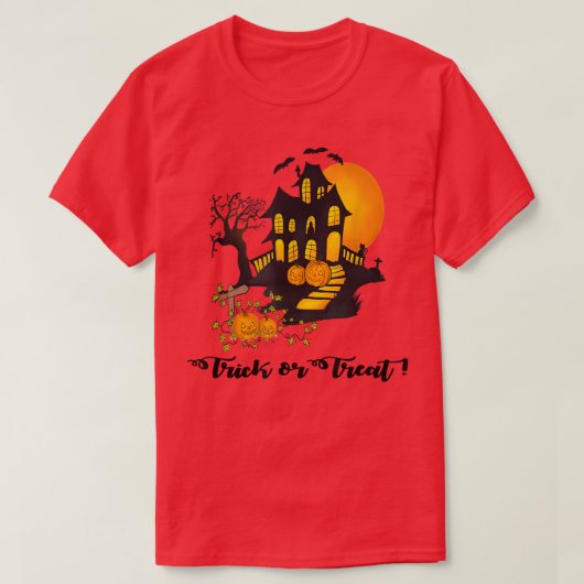 Happy Halloween Spuk House T-Shirt (Design vorne)
