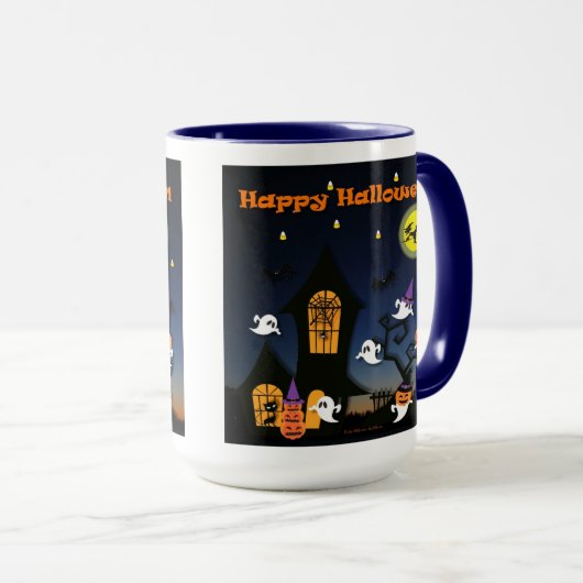 Happy Halloween Spuk House Tasse (VorderseiteRechts)