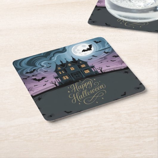 Happy Halloween Spuk House Untersetzer (angewinkelt)