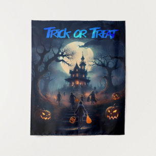 Happy Halloween Spuk Trick of Treaters Wandteppich