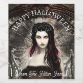 Happy Halloween Steampunk Gothic Fallen Angel Weinetikett (Einzelnes Label)