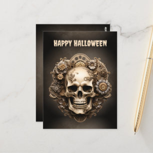 Happy Halloween Steampunk Skeleton Postkarte