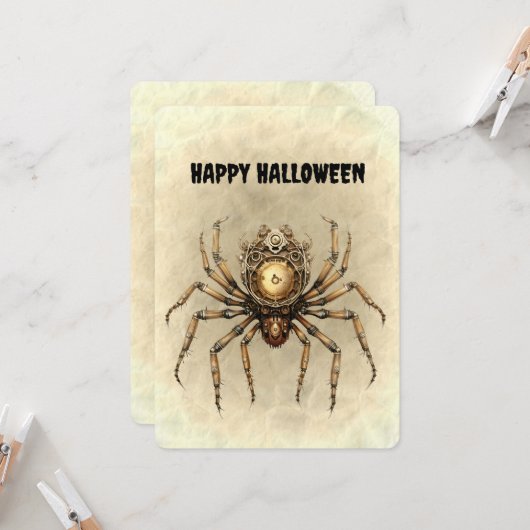 Happy Halloween Steampunk Spider (Vorderseite/Rückseite Beispiel)