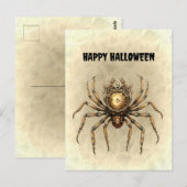 Happy Halloween Steampunk Spider Postkarte (Vorne/Hinten)
