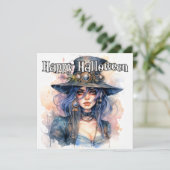 Happy Halloween | Steampunk Witch Illustration Karte (Stehend Vorderseite)
