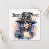 Happy Halloween | Steampunk Witch Illustration Karte (Vorderseite/Rückseite Beispiel)