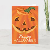 Happy Halloween Stylish Carved Halloween Pumpkin Karte (Vorderseite)