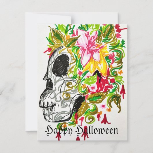 Happy Halloween Sugar Skull Card Mitteilungskarte (Vorderseite)