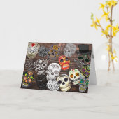 Happy Halloween Sugar Skulls Karte (Gelbe Blume)
