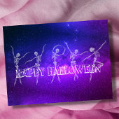 Happy Halloween Tanzskelett Neon Dance Party Postkarte