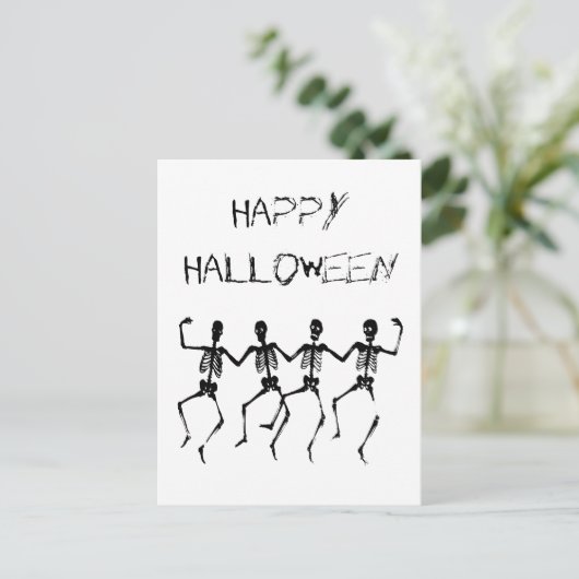 Happy Halloween Tanzskelette Postkarte (Stehend Vorderseite)