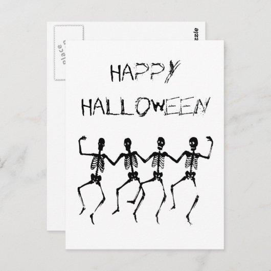 Happy Halloween Tanzskelette Postkarte (Vorne/Hinten)