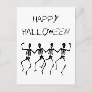Happy Halloween Tanzskelette Postkarte