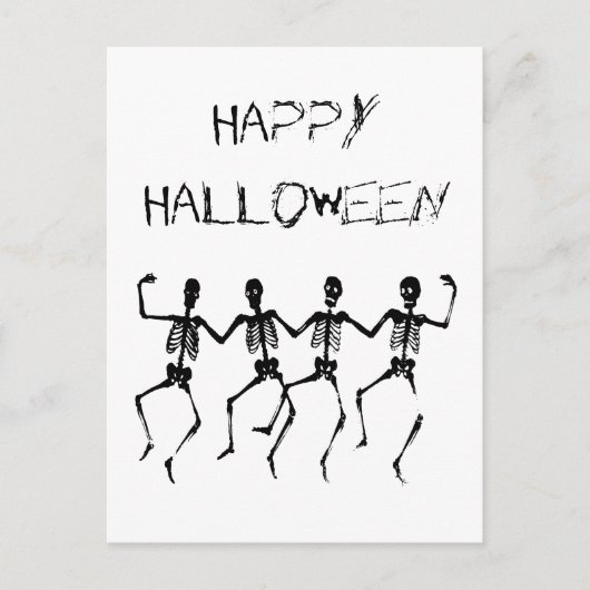 Happy Halloween Tanzskelette Postkarte (Vorderseite)
