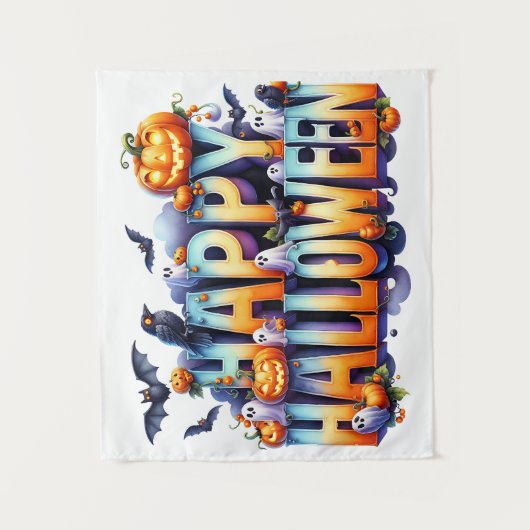 Happy Halloween Tapestry Wandteppich (Vorderseite)