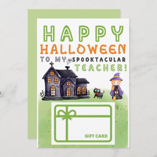 Happy Halloween Teacher Gift Card Inhaber Einladung (Vorne/Hinten)