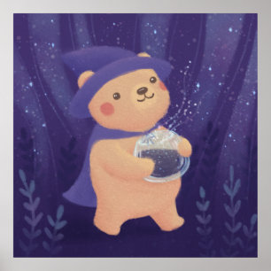 Happy Halloween: Teddy the Witch Illustration Poster