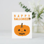 Happy Halloween Text und Kürbis auf die weiße Post Postkarte (Stehend Vorderseite)