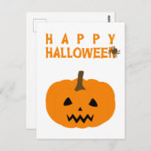 Happy Halloween Text und Kürbis auf die weiße Post Postkarte (Vorne/Hinten)