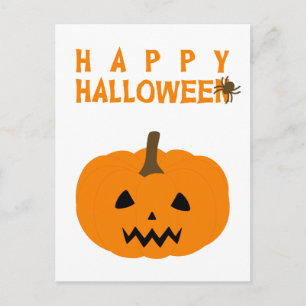Happy Halloween Text und Kürbis auf die weiße Post Postkarte