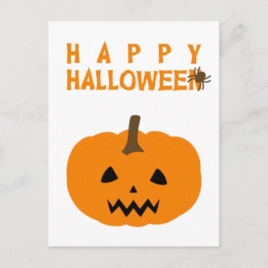 Happy Halloween Text und Kürbis auf die weiße Post Postkarte (Vorderseite)
