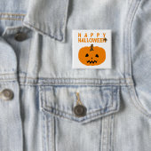 Happy Halloween Text und Kürbiskugel auf Weiß Butt Button (Beispiel)
