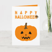 Happy Halloween Text und Kürbiskuit auf Weiß Karte (Vorderseite)