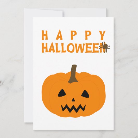 Happy Halloween Text und Kürbiskuit auf Weiß Karte (Vorderseite)