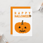 Happy Halloween Text und Kürbiskuit auf Weiß Karte (Vorderseite/Rückseite Beispiel)